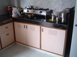 Kitchen with modular cupboards